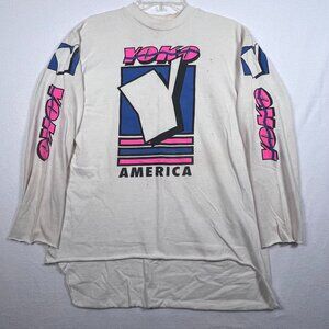 Yoko Racewear Long sleeve 100% Cotton XL VTG 90s‎ Distressed Graphic Print Logo